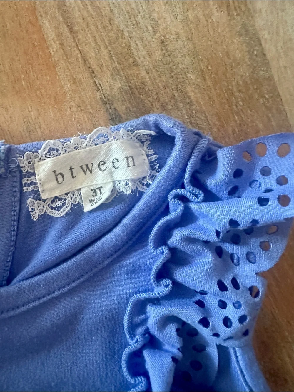 Btween Girls 3T Periwinkle Eyelet Ruffle Romper Shorts